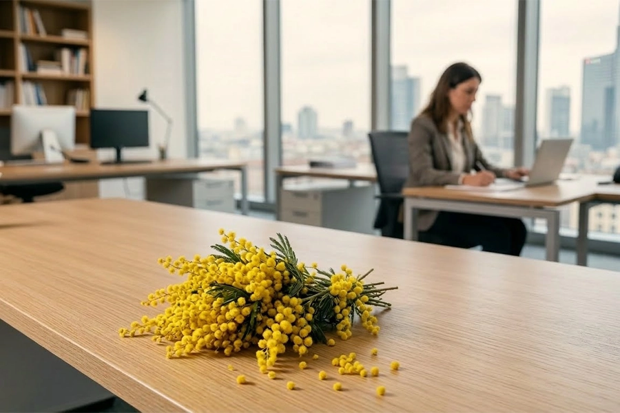 Mimose in ufficio l'8 marzo